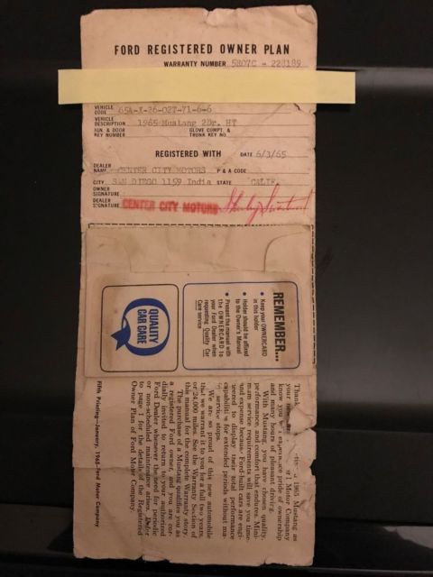 **rare** all original 1965 mustang â€“ original ca black plate!