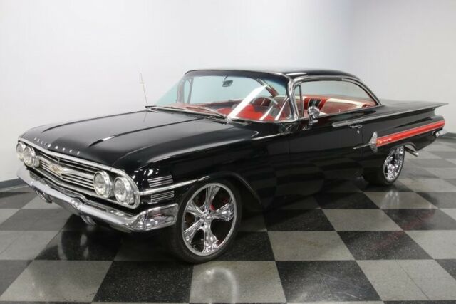 classic vintage chrome 4 wheel disc black paint red white interior hardtop