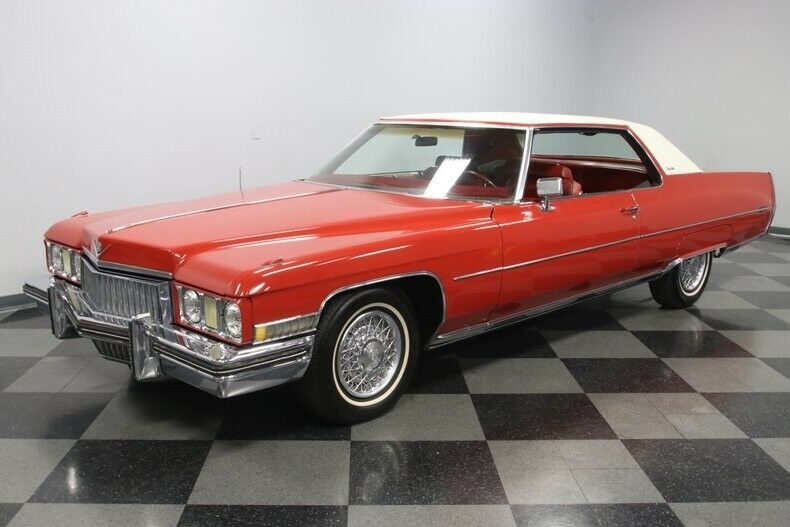 classic vintage chrome white vinyl roof caddy american luxury red leather