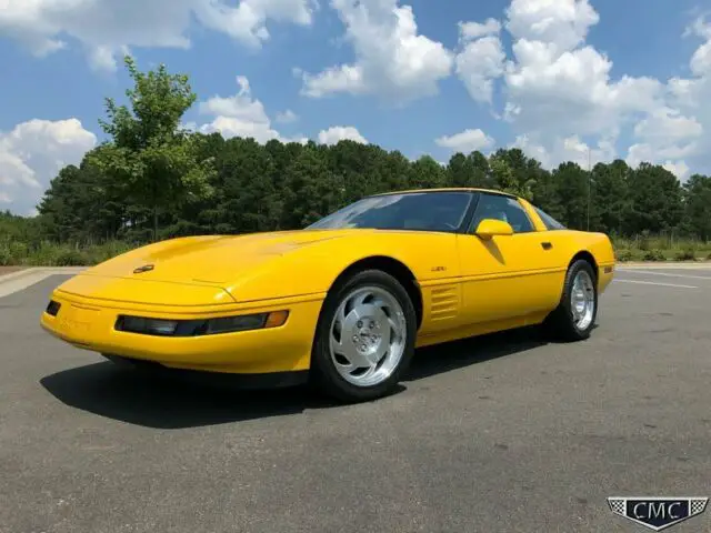 1993 corvette zr-1 yellow white leather 1 0f 6 showroom 7801 actual miles