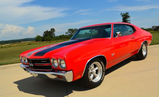 1970 chevelle 454 ss clone red / black stripes, black interior, 454 v8, 3sp auto