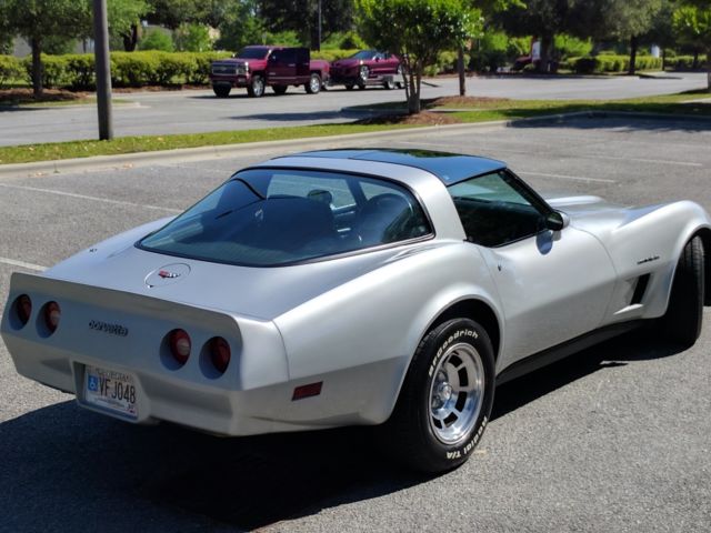 1982 corvette, silver on blue leather, 24,655 original miles - ready to cruise