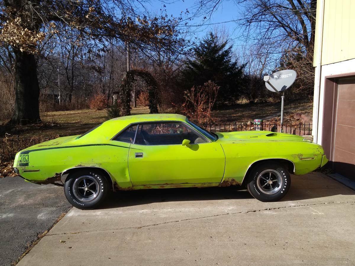 1970 plymouth 383 cuda, factory sublime green rubber bumper rally gauge project
