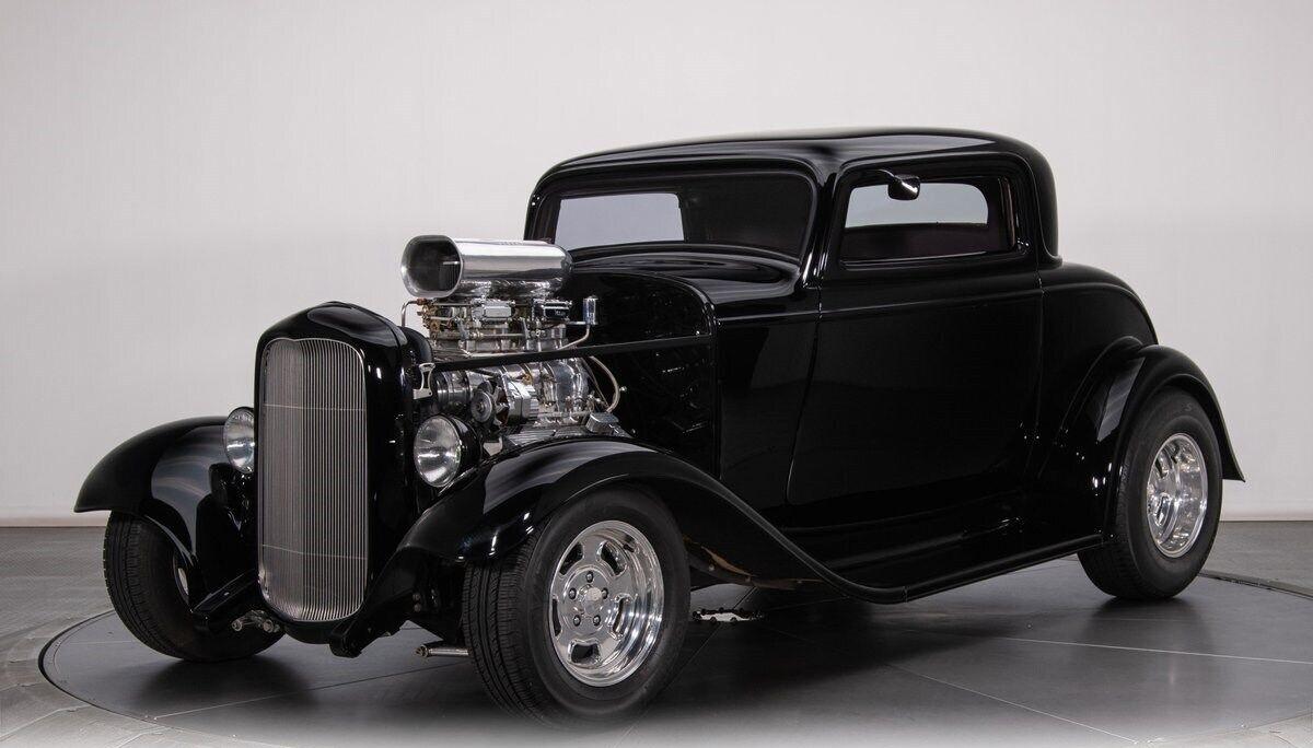 1932 ford 3 window black coupe supercharged 350ci v8 automatic