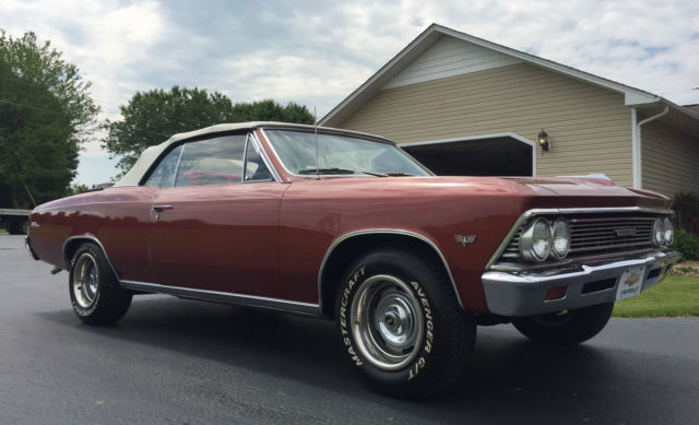 1966 chevelle malibu convertible! 283 engine, auro trans, ps! rare aztec bronze!