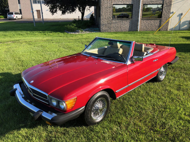 1983 mercedes benz 380sl convertible w/hardtop red w/creme beige