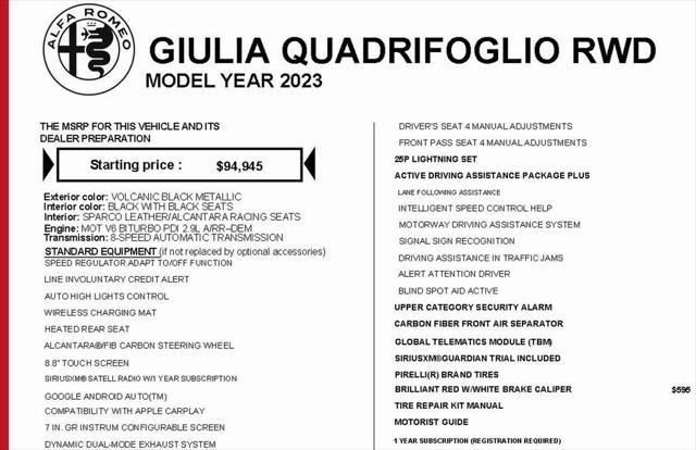 2023 alfa romeo giulia quadrifoglio