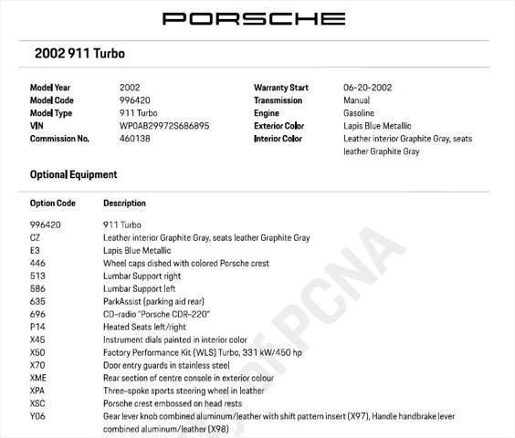 2002 porsche 911 carrera turbo