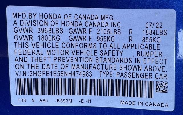2022 honda civic si