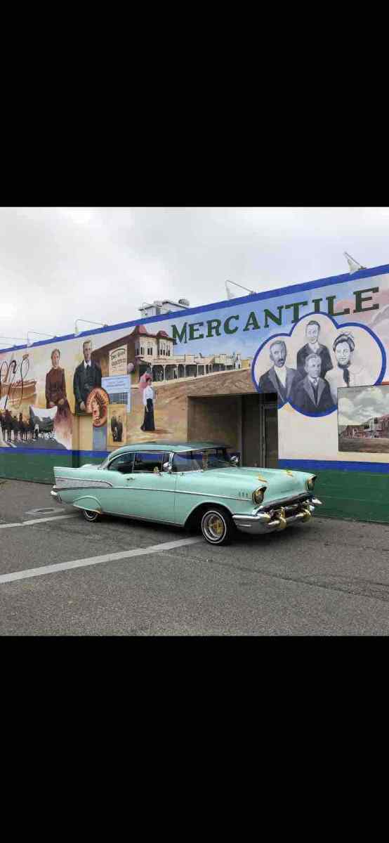 1957 chevrolet bel air green rwd automatic coupe