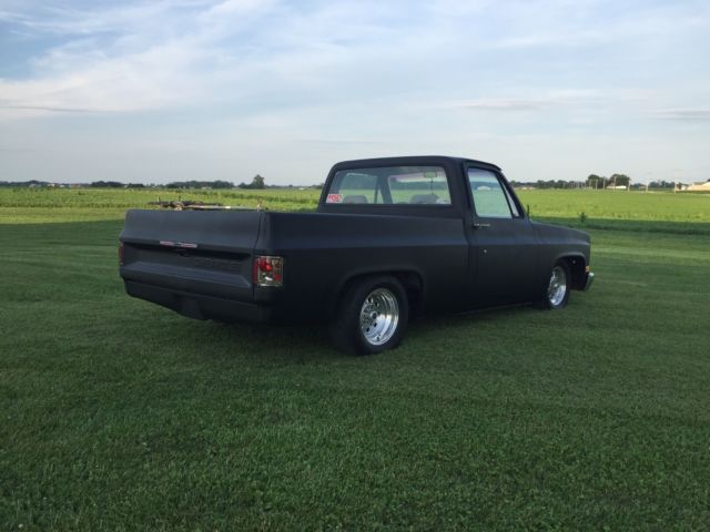 â™ â™£ 1977 chevy c10 truck short bed flat black rat rod lowrider 12 bolt rear nr