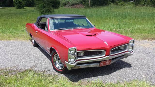 1966 pontiac gto convertible montero red tripower 4 speed convertible phs docs!
