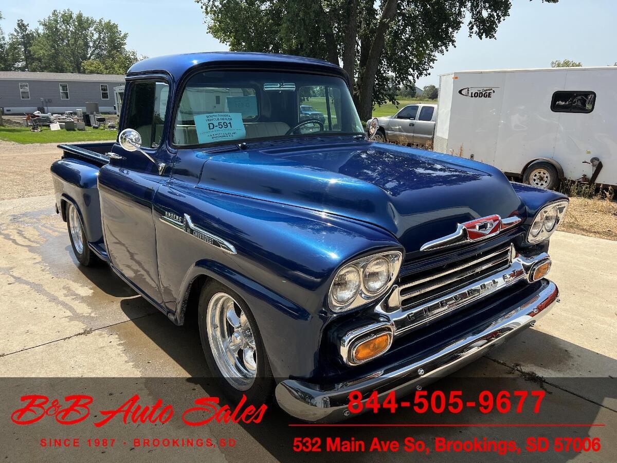 1958 chevrolet 3100 100000 miles blue 350 automatic