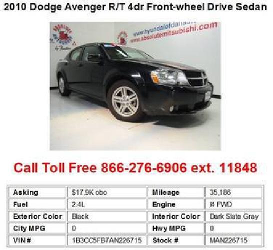 2010 dodge avenger r/t 4dr front-wheel drive sedan black in dallas, tx