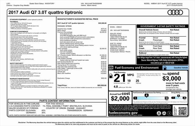 2017 audi q7 3.0t premium