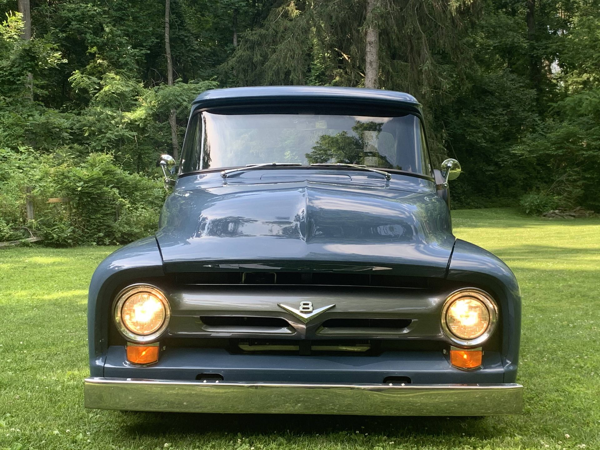 1956 ford f100 pickup street rod with a 5.0l coyote v8
