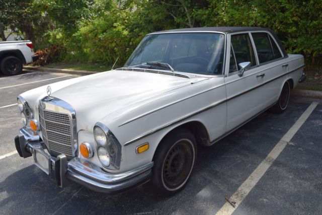 1972 mercedes benz 280se 4.5 project no reserve 717g papyrus white/black leather