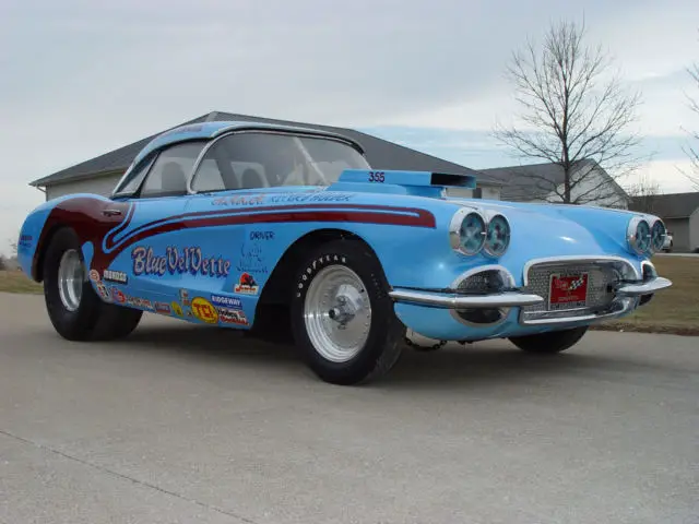 real 1960 corvette gasser record holder super vette / blue velvette drag hot rod