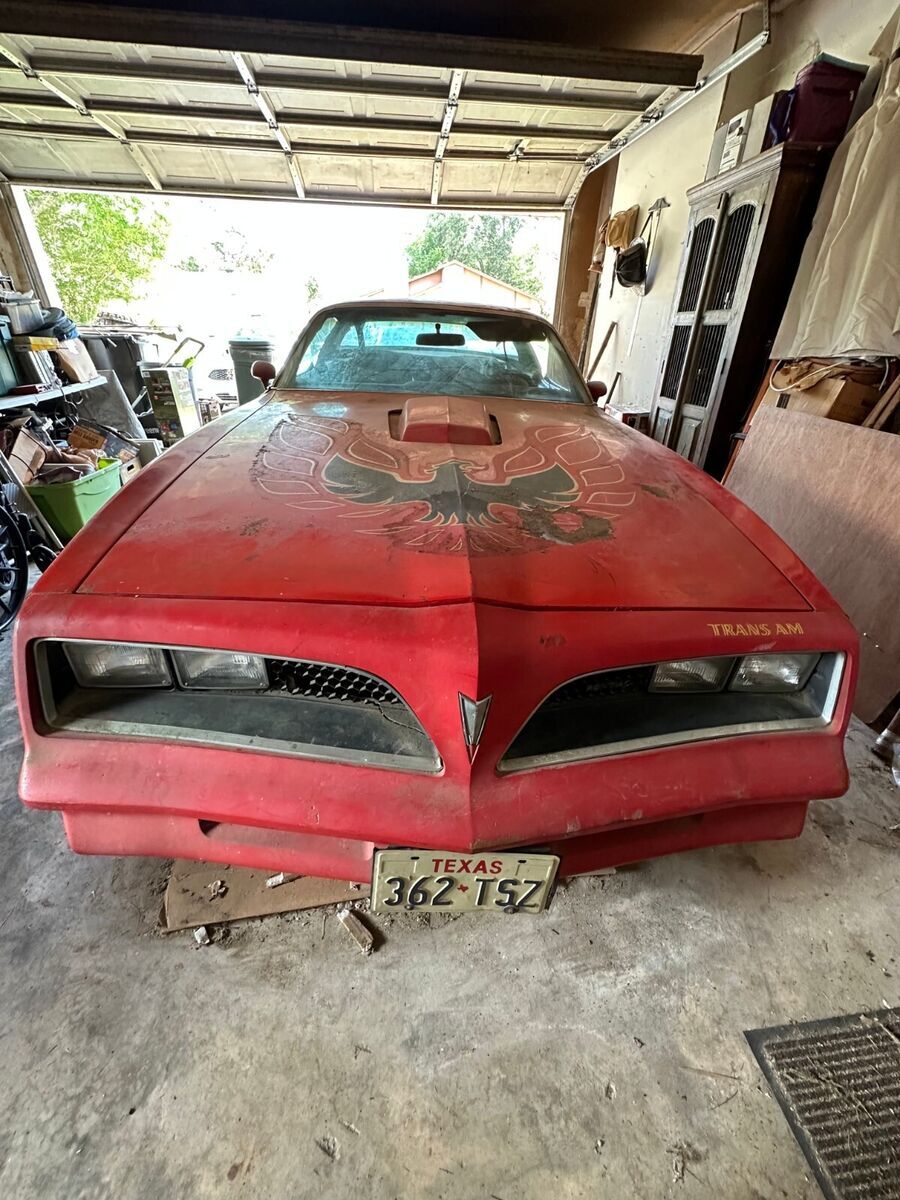 1977 firebird trans am, 6.6 liter v8, 73,093 miles -- red with firebird decal