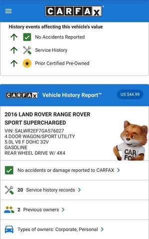 2016 land rover range rover sport 5.0l supercharged dynamic