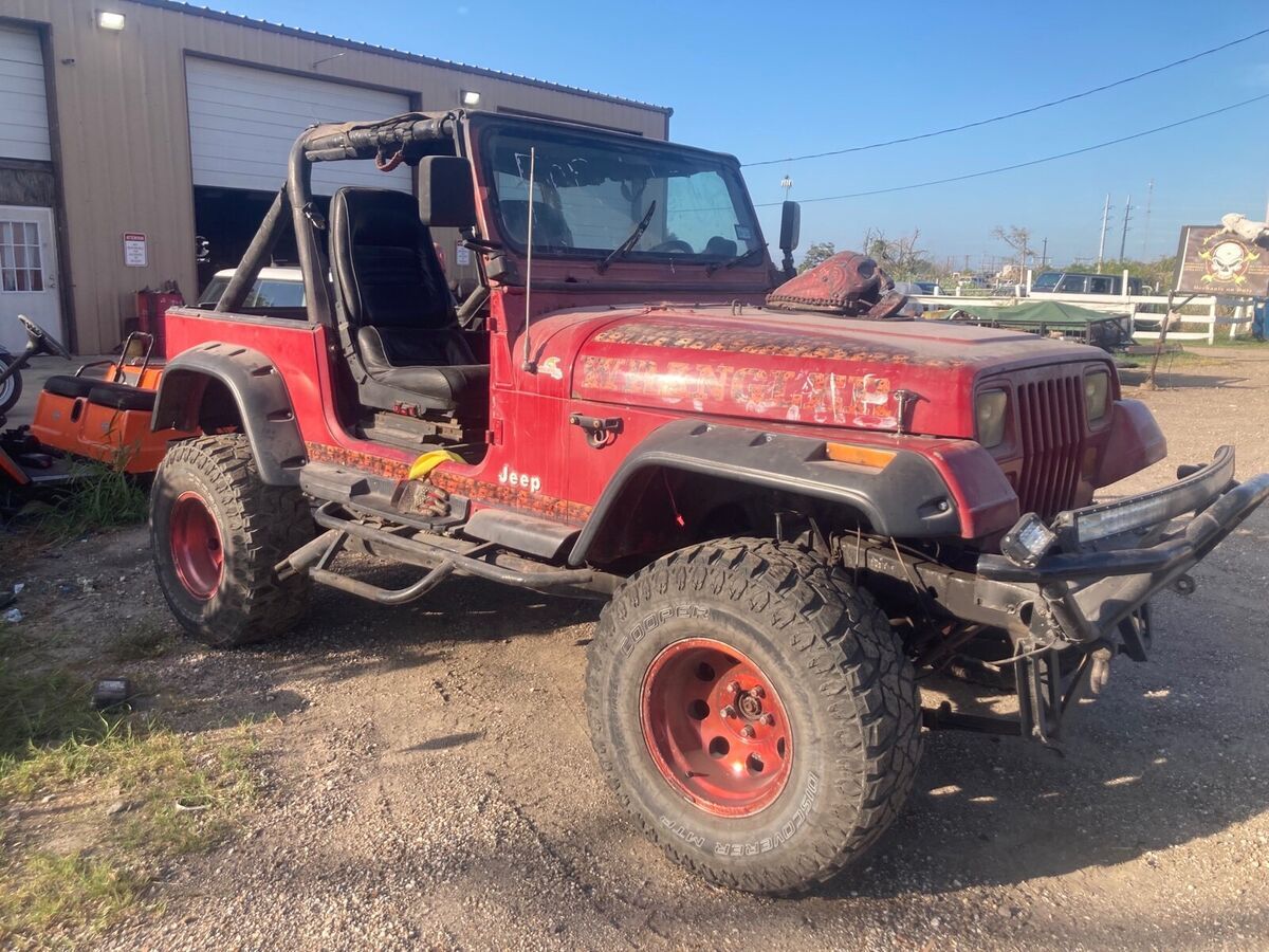 1988 jeep wrangler suv red 4wd automatic sport