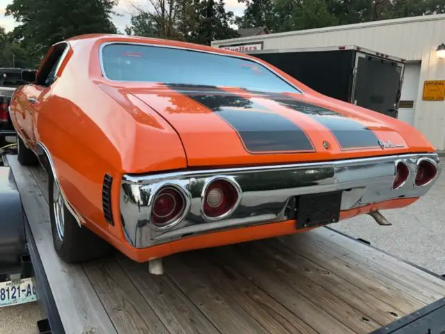 1971 chevy chevelle malibu hugger orange with black ss stripes