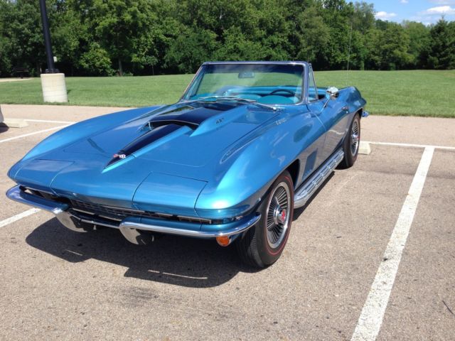 fully restored 1967 corvette convertible marina blue w bright blue int all stock