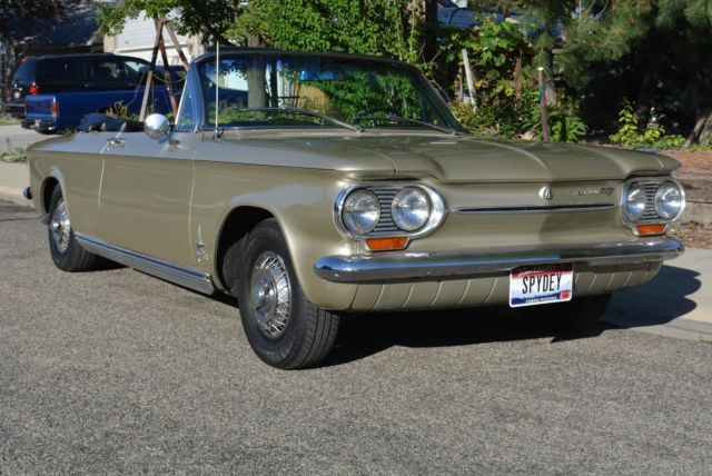 1963 chevrolet corvair monza 900 57,562 miles gold convertible turbo 6 cylnder 1
