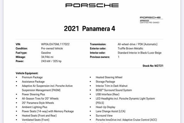 2021 porsche panamera 4