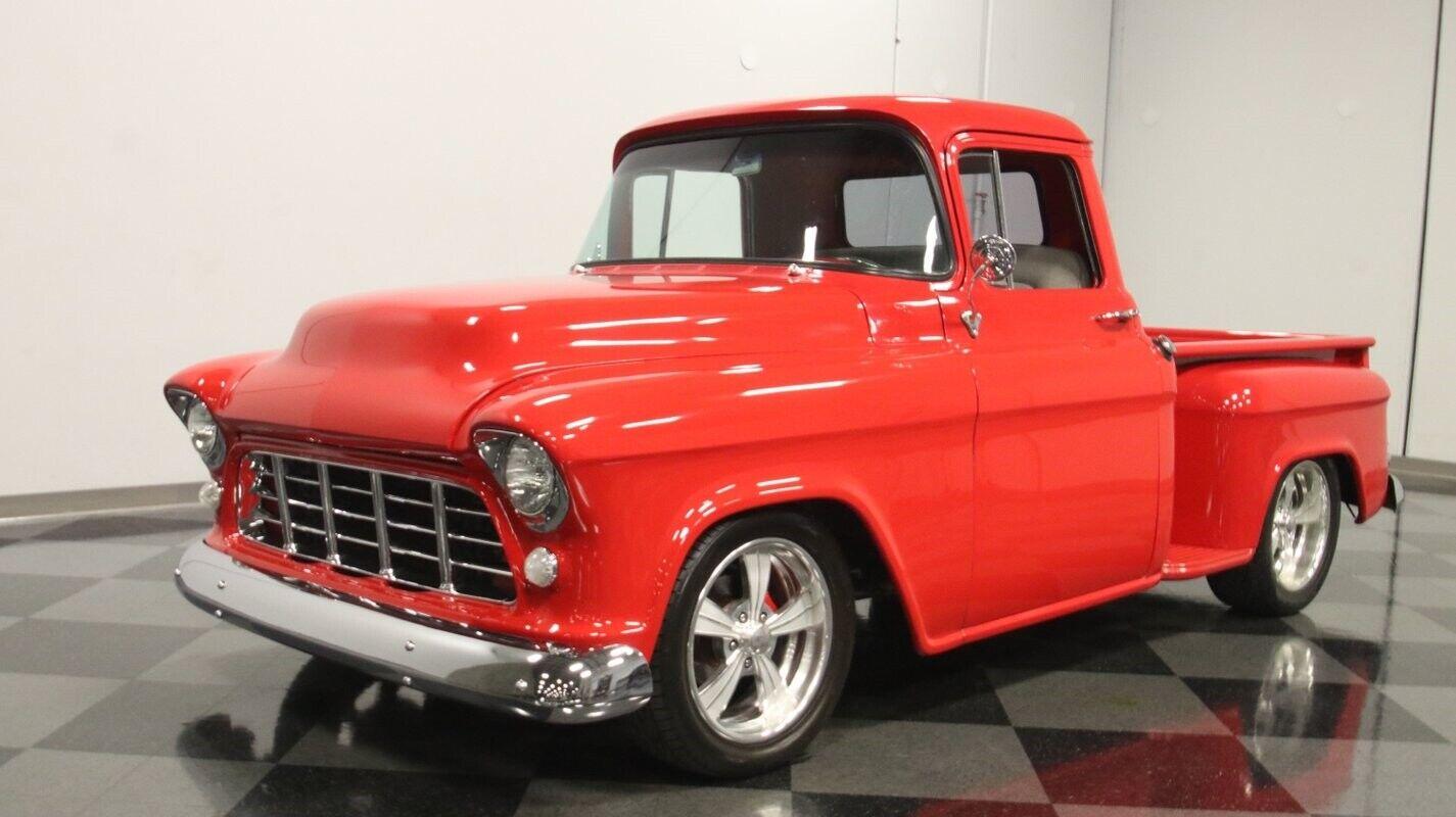 1956 chevrolet 3100 restomod slick red paint and comfy interior
