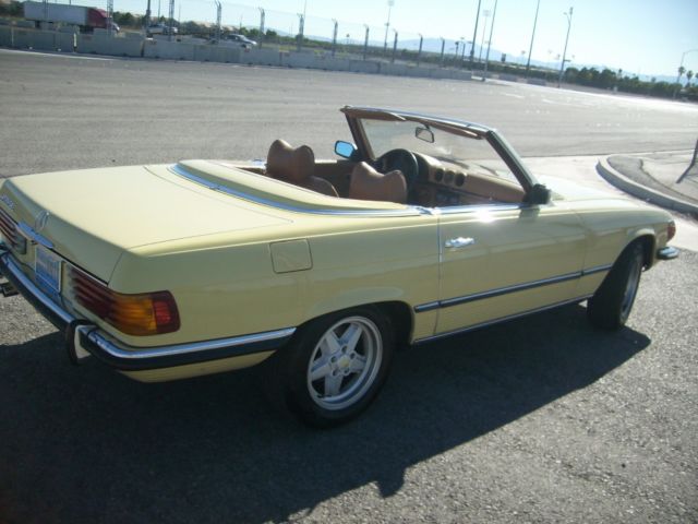 1973 mercedes benz 450sl 107 roadster yellow w/ bamboo must see