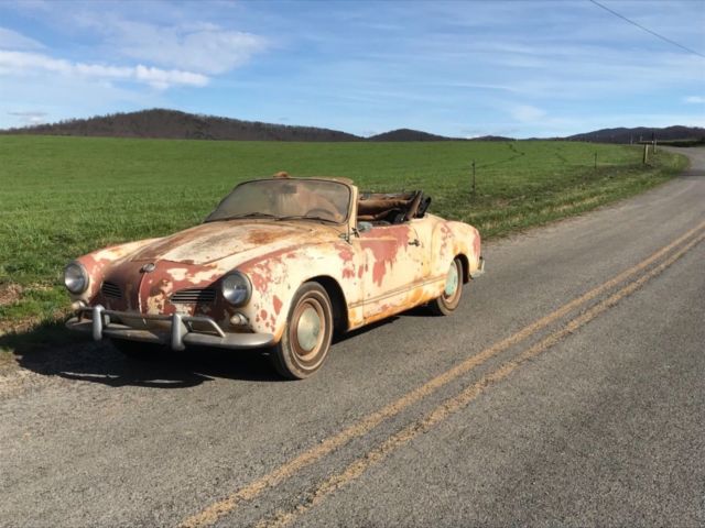 1960 vw karmann ghia convertible -amazing original barn find- no reserve!!