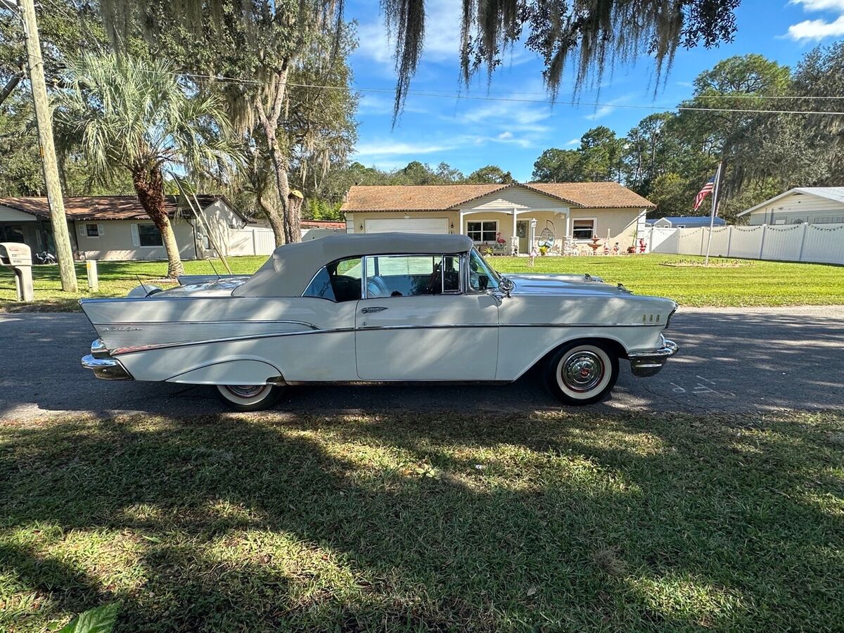 1957 chevrolet bel air convertible white rwd automatic 2 door