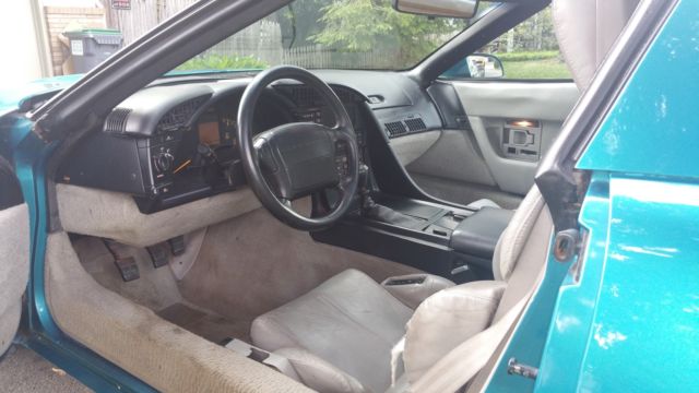 c4 corvette bright aqua metallic lt1 six speed removable targa top lt1