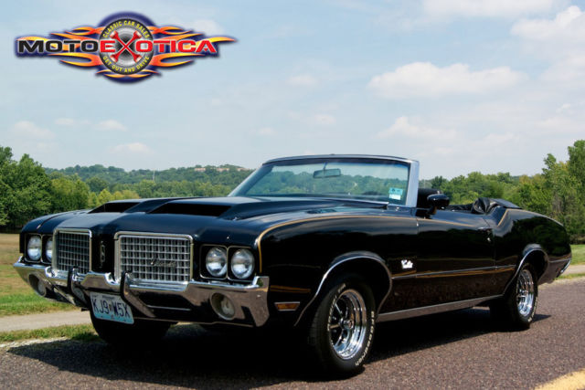 1972 oldsmobile cutlass convertible, rare triple black, 455 cid v-8, a/c pwr top