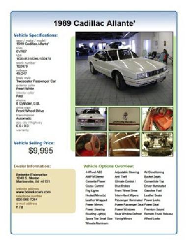 1989 cadillac allante hardtop convertible in martinsville, in