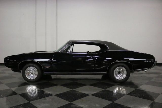 1968 pontiac gto 57503 miles black hardtop 400 v8 3 speed automatic