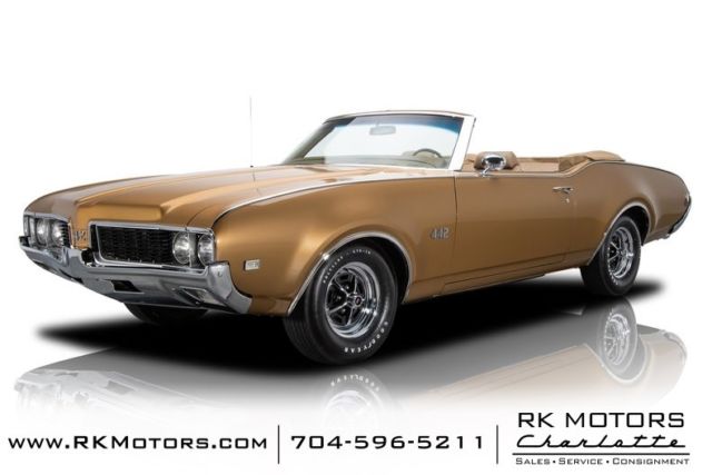 1969 oldsmobile 442 74355 miles aztec gold convertible 400 v8 3 speed automatic