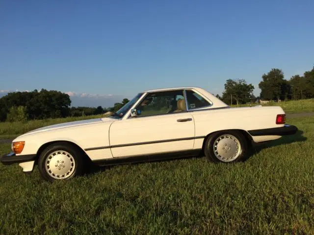 1988 mercedes-benz 560 sl*107 body*2 tops*white tan*61k miles*$23500/make offer