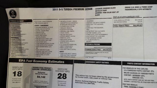 2011 saab 9-5 turbo4 premium 4dr sedan for sale in montpelier, vermont