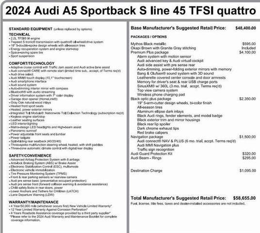 2024 audi a5 sportback 45 s line premium plus