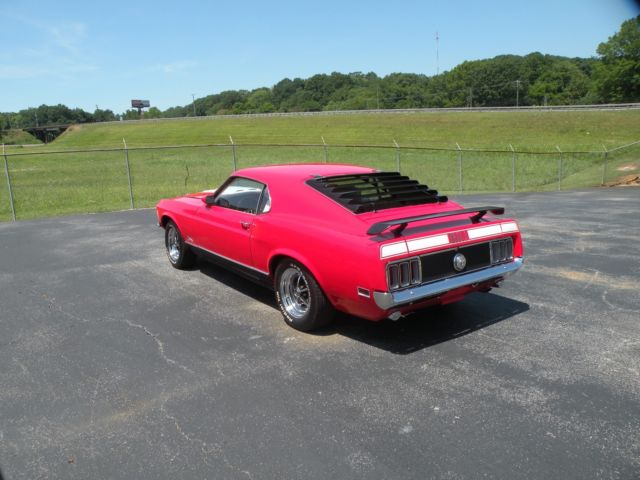 1970 ford mustang mach 1 fastback, viper red, white int, frame off restoration