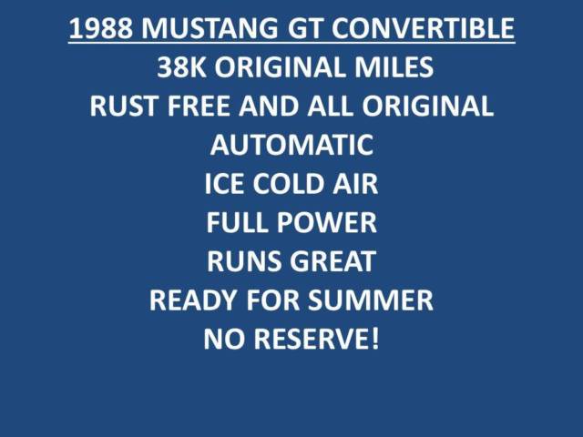 1988 mustang gt 5.0 convert, 38k orig miles, rust free orig, auto, no reserve!