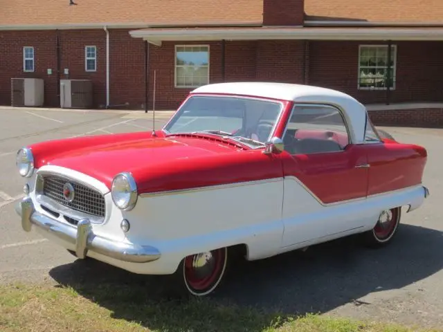 1959 nash metropolitan - red and white - running