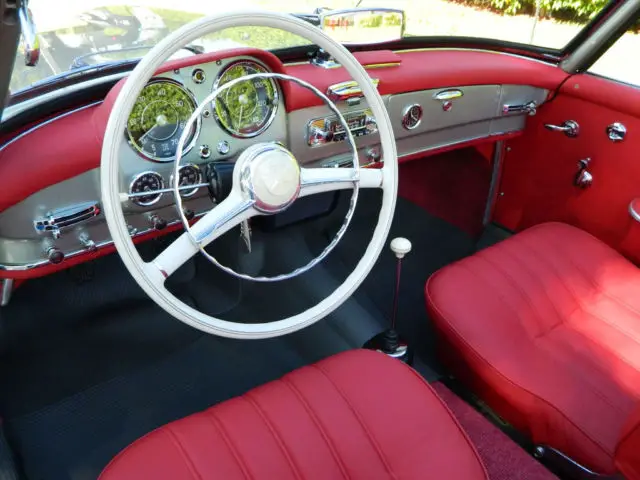 1960 mercedes benz 190sl hellgrun light green poly over red leather gorgeous