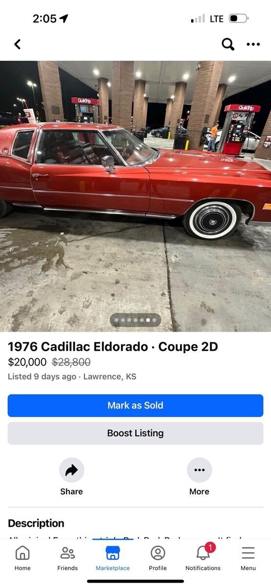 1976 cadillac eldorado coupe red