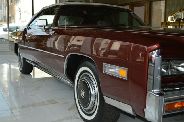 1976 cadillac eldorado convertible in burgundy w white leather interior 7,442 mi