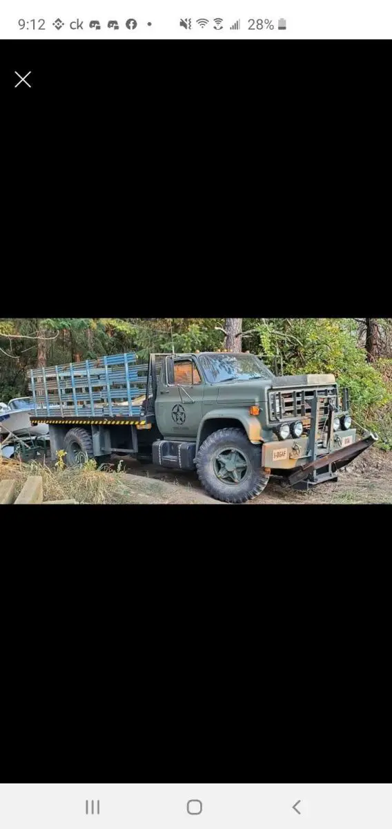 1983 custom military style gmc c60 flatbed hauler w plow winch hid led lights