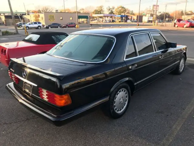 1990 mercedes-benz 420 sel w/ amg bumper + trim black/black leather interior