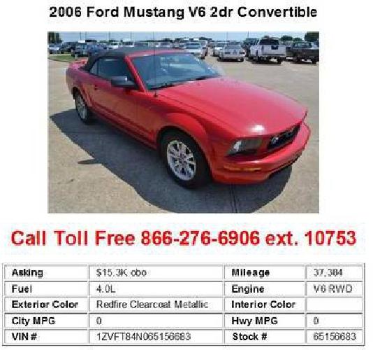 2006 ford mustang v6 2dr convertible redfire clearcoat metallic in dallas, tx